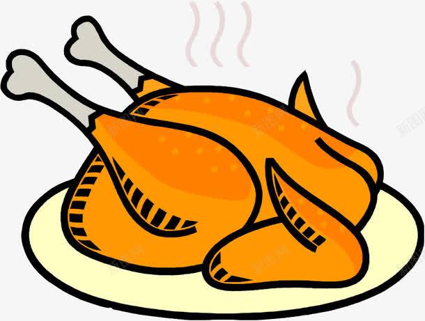 节日大餐png免抠素材_新图网 https://ixintu.com 卡通 橘黄色 骨头 鸡肉