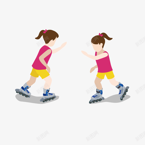 红色轮滑矢量图ai免抠素材_新图网 https://ixintu.com 儿童 女生 女生胳膊 手臂 摆动 矢量图 红色 轮滑 运动 阴影