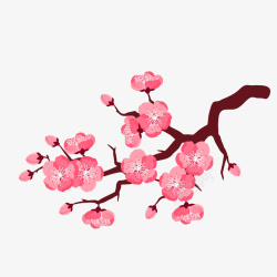 创意水中的桃花手绘粉色树枝鲜花矢量图高清图片