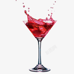 飞溅的红酒透明杯子红酒元素高清图片