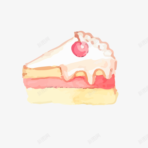 水彩绘三角形蛋糕png免抠素材_新图网 https://ixintu.com 三角蛋糕 卡通蛋糕 水彩绘蛋糕 背景装饰
