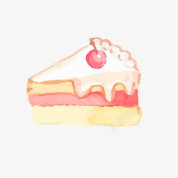 水彩绘桃花水彩绘三角形蛋糕高清图片