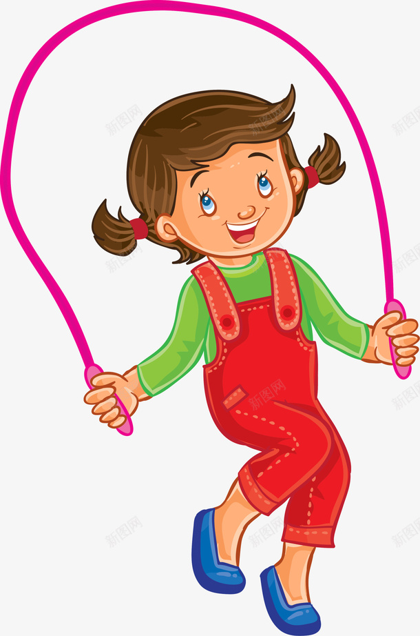 红色跳绳女孩png免抠素材_新图网 https://ixintu.com 健康 儿童 红色女孩 装饰图案 跳绳 运动