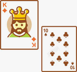 矢量斗地主卡通扁平魔术扑克牌老K花10素高清图片