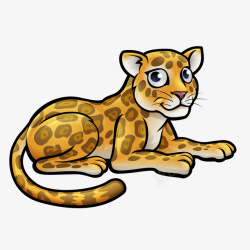 手绘的花豹卡通豹子动物矢量图高清图片