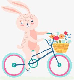 手绘电视墙背景卡通骑车兔子装饰图案高清图片