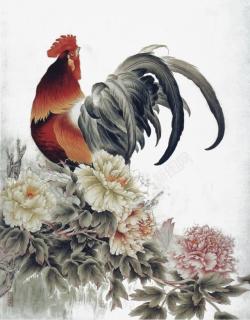 牡丹花鸟水墨画中国画高清图片