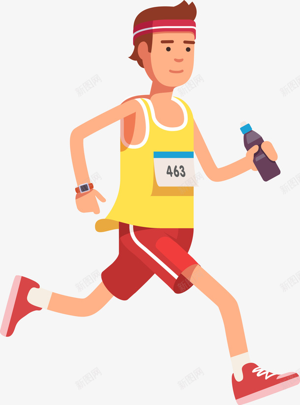 马拉松奔跑的男孩png免抠素材_新图网 https://ixintu.com 奔跑的男孩 慢跑 拿着水瓶 跑步 运动 马拉松