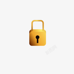五金锁具标识金色方形锁头五金锁具矢量图高清图片