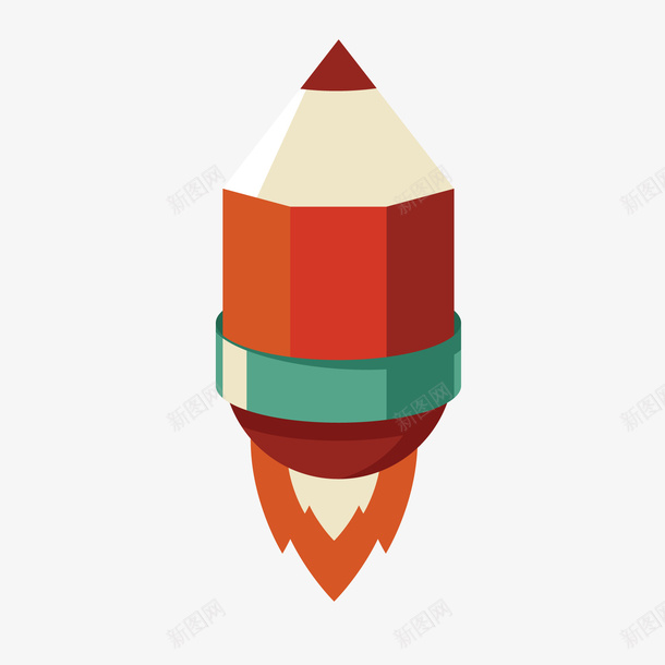 创意铅笔火箭png免抠素材_新图网 https://ixintu.com 创意 卡通 开学啦 扁平化 火箭设计 铅笔