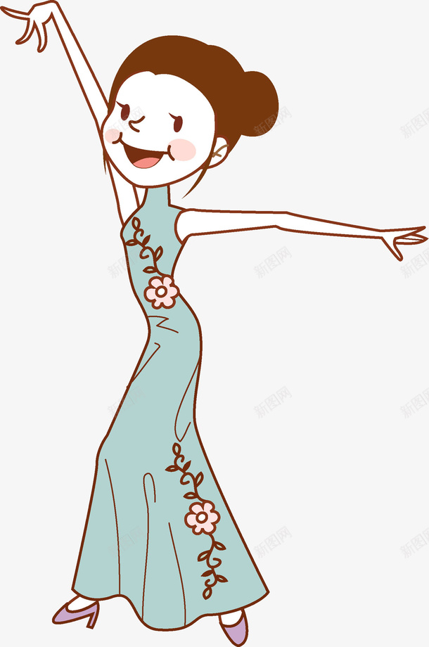 卡通跳恰恰舞的女孩png免抠素材_新图网 https://ixintu.com 卡通手绘 女孩 孩子 微笑 恰恰舞 水彩 舞者 舞蹈