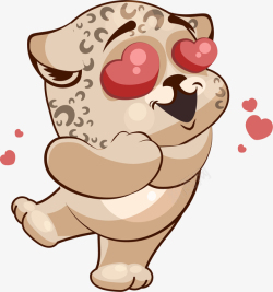 可爱小花豹动物眼冒爱心的卡通小豹子高清图片