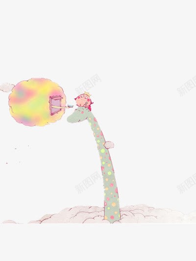 长颈鹿天梯png免抠素材_新图网 https://ixintu.com 创意 卡通女孩 可爱 彩色