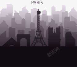 巴黎城市旅游剪影矢量图素材
