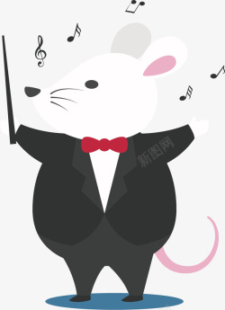 西装指挥家一个指挥音乐的老鼠矢量图高清图片