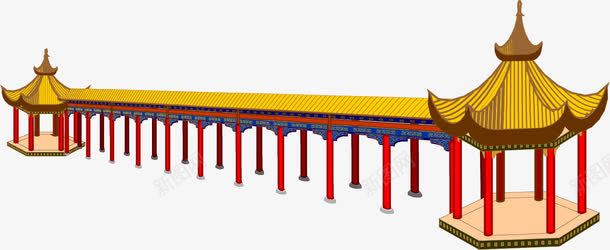 长廊png免抠素材_新图网 https://ixintu.com 中国风 亭子 六角亭 复古 长廊