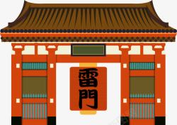 服饰图案日本寺庙建筑矢量图高清图片