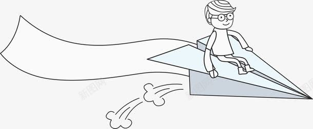 纸飞机飞翔png免抠素材_新图网 https://ixintu.com 想象 手绘 男孩 眼镜框 短发 童话 素描 纸飞机 飞翔