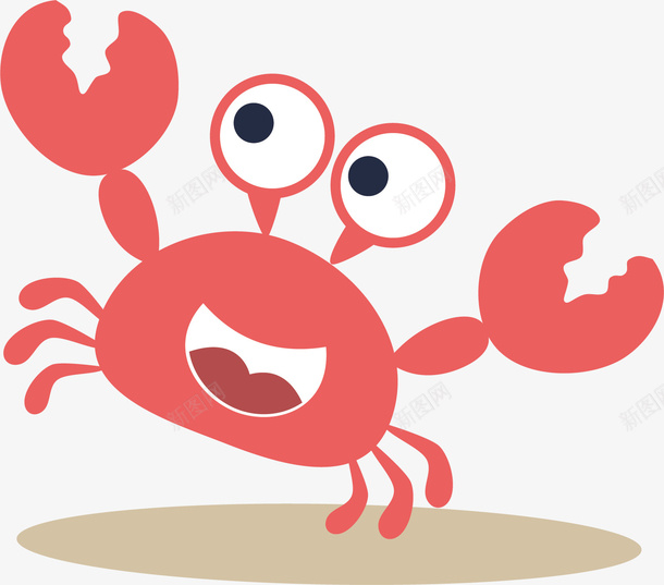 可爱小螃蟹png免抠素材_新图网 https://ixintu.com 动物 卡通手绘 小螃蟹 抽象 海鲜