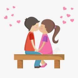 浪漫接吻卡通风格情侣接吻高清图片