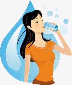 蓝色卡通决战高考海报喝水的长发女孩高清图片