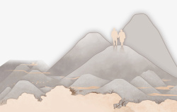 九月节卡通手绘登高节山景高清图片