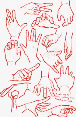 线描速写各种手势的手高清图片