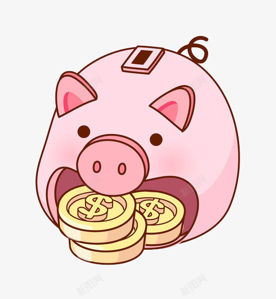 可爱的小猪存钱罐图png免抠素材_新图网 https://ixintu.com 卡通 可爱的 呆萌的 存钱罐 小猪 插图 简笔