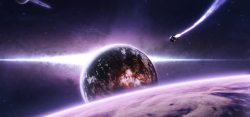 紫色飞船紫色科幻宇宙星空背景高清图片