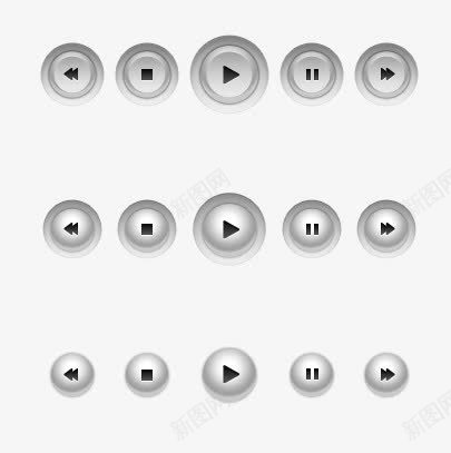 灰色音乐播放UI按钮图标psd_新图网 https://ixintu.com UI 开始 按钮 控件 音乐