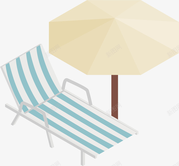 遮阳伞下的沙滩椅png免抠素材_新图网 https://ixintu.com 凉伞 卡通手绘 度假 沙滩 沙滩椅 海边 躺椅 遮阳伞