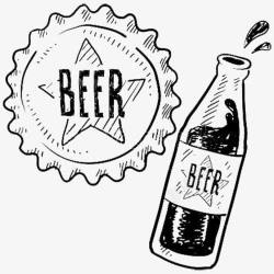 手绘啤酒瓶卡通啤酒瓶高清图片