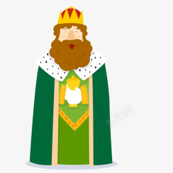 绿色胡子卡通穿绿色服装的国王矢量图高清图片