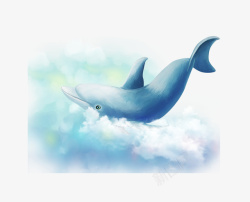 卡通六一儿童节童话云端鲸鱼素材