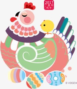 丁酉年鸡鸡卡通高清图片