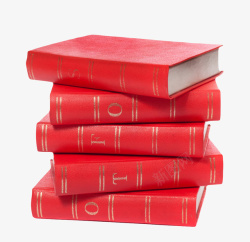 金色书本红色封面带金色纹理的一叠书实物高清图片