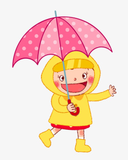 穿雨衣的小女孩打伞的小女孩高清图片