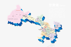 分色甘肃省地图高清图片