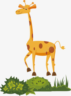 手绘卡通野生动物长颈鹿矢量图素材