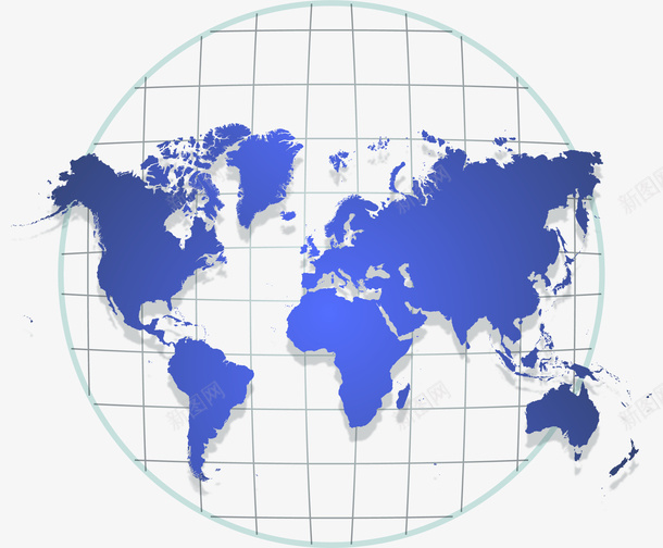 网格世界地图png免抠素材_新图网 https://ixintu.com 世界地图 世界地图轮廓 全球化 矢量素材 网格 蓝色地图