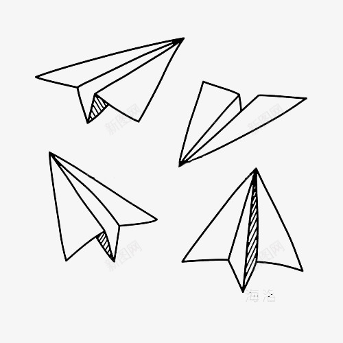 四个手绘纸飞机图标png_新图网 https://ixintu.com 卡通画 娱乐 手绘 折纸 玩具 纸飞机 纸飞机手绘 黑白