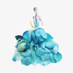创意礼服蓝玫瑰大气花朵礼服高清图片
