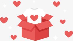衣物设计红色爱心礼物盒高清图片