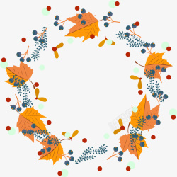秋季枫叶花环装饰图案矢量图素材