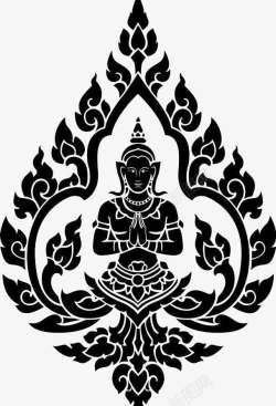 佛教图案黑白版画素材