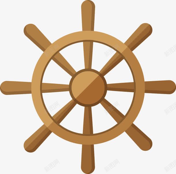 卡通船舵png免抠素材_新图网 https://ixintu.com 方向盘 木头 木纹船舵 木质 轮船