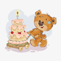生日小熊生日蛋糕小熊高清图片