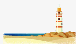 灯塔手绘手绘海岸灯塔高清图片