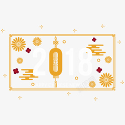 2018金色灯笼贺卡矢量图素材