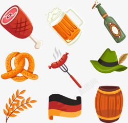 德国帽子9款彩色啤酒节图标高清图片